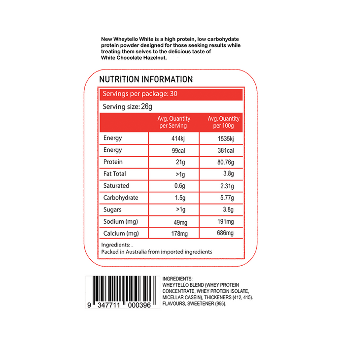 WHITE CHOCOLATE HAZELNUT- WHEY PROTEIN